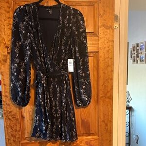 1. State Navy Floral Wrap Dress